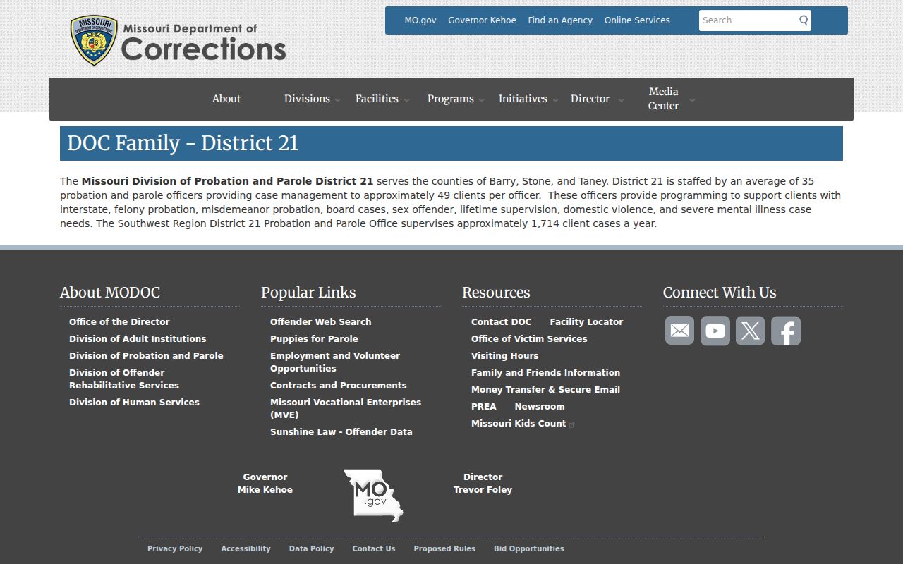 District 21 supervision channel for records following Taney County arrests