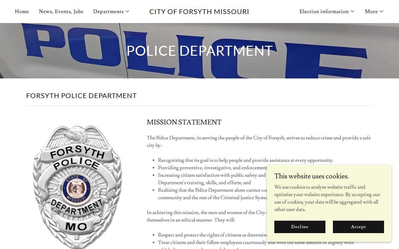 Forsyth Police Department criminal records in Taney County