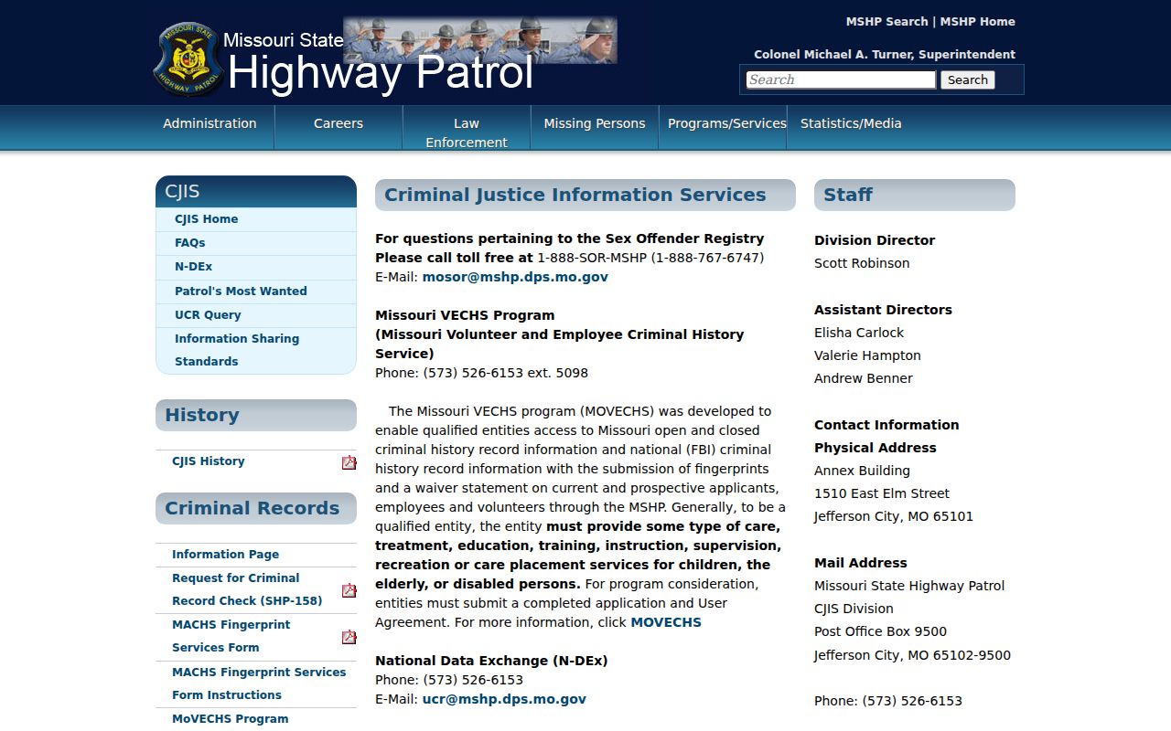 Taney County criminal history MSHP CJIS official services hub
