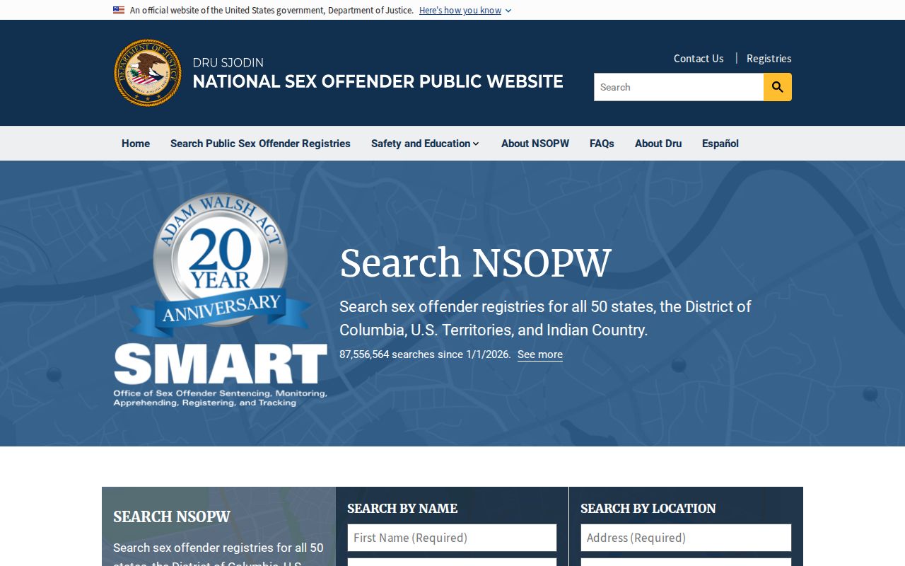 National registry search layer for a Taney County sex offender check